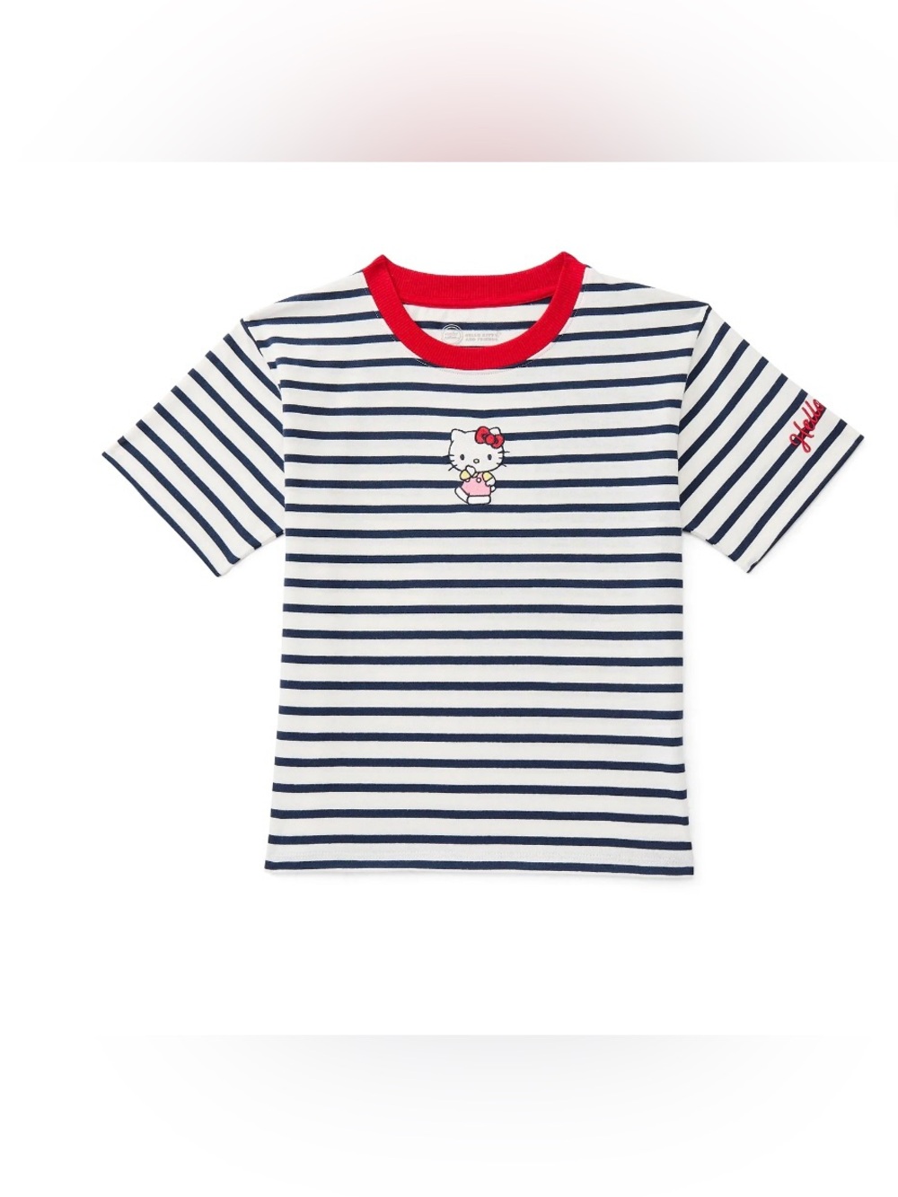 NWT Wonder Nation Hello Kitty Blue White‎ Embroidered Striped Shirt Girls XS 4/5